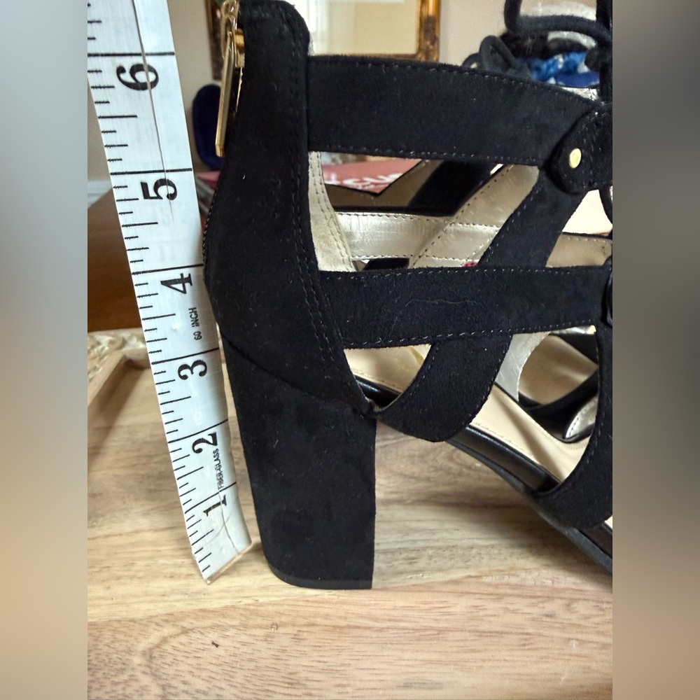 Circus by Sam Edelman Emilia Black Suede Lace-Up Block Heels - Picture 3 of 10